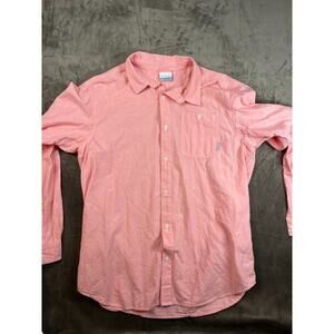 Columbia Shirt‎ Mens Large Red Solid 100% Cotton Button Up